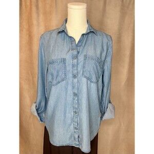 BeachLunchLounge Lyocell Chambray Button Up Shirt Small